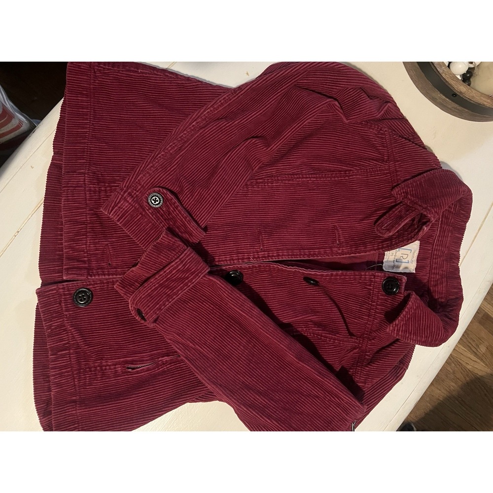 Relativity Burgundy Corduroy Jacket Women's Small Y2K Moto Zip Cuff Petite S